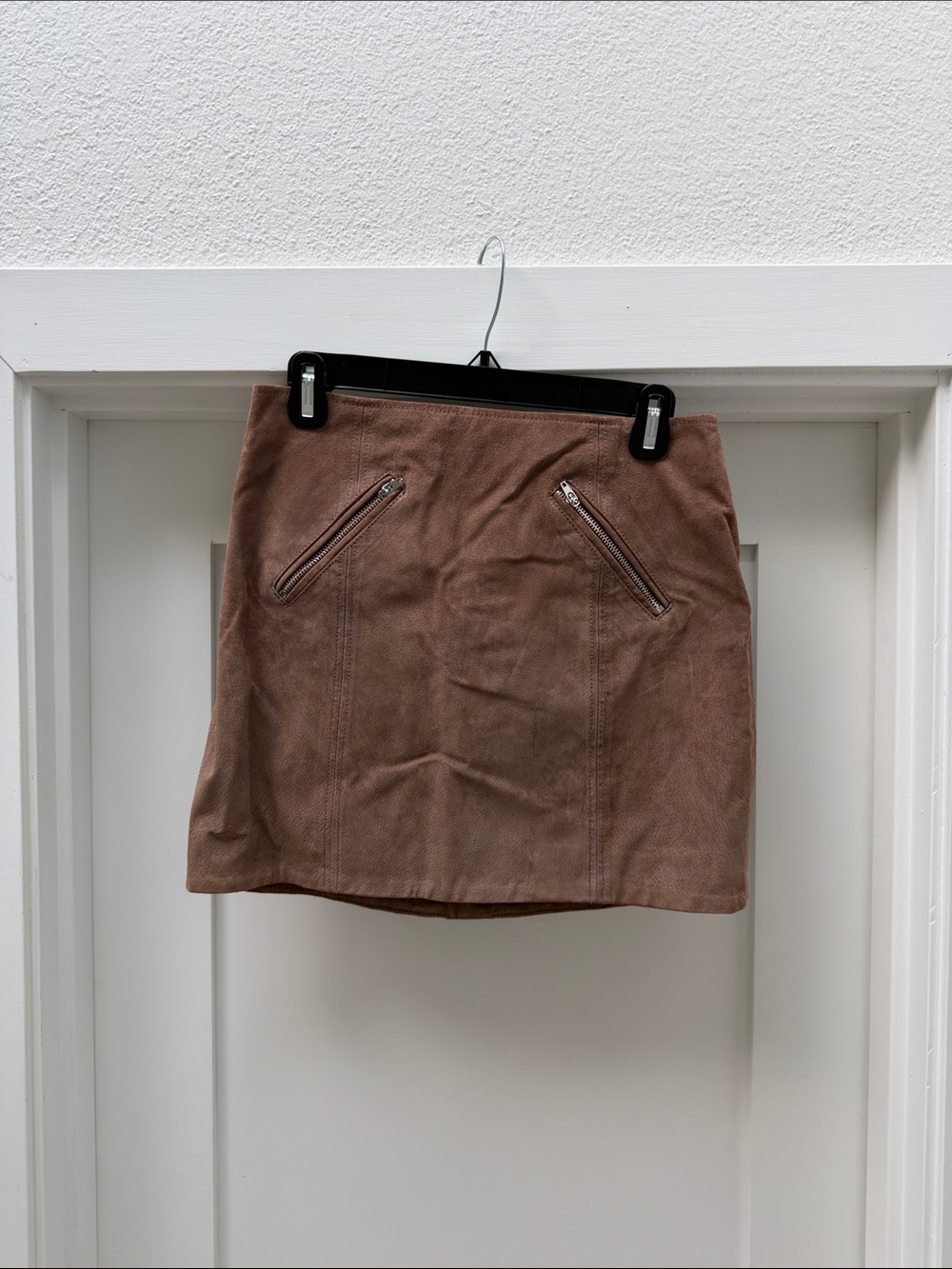 Blank NYC Taupe Suede 100% Leather  Mini Skirt